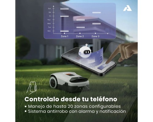 Robot cortacesped inalámbrico Anthbot Genie 1000 con IA hasta 2000m2