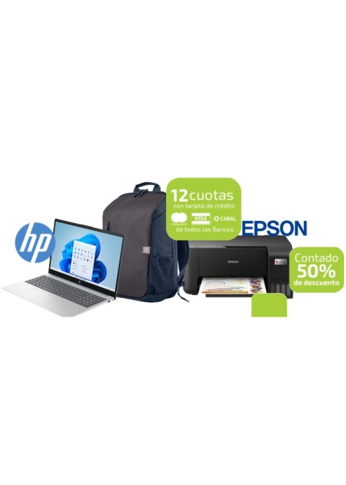 Notebook HP 15.6" i3 / 8GB / SSD256GB + Impresora MF EPSON MULTIFUNCION L3210 SIST CONTINUO + Mochila de Regalo